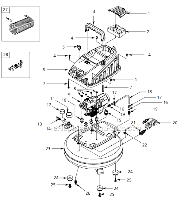 Page A Diagram and Parts List for FP208100DB 2007 Campbell Hausfeld Compressor